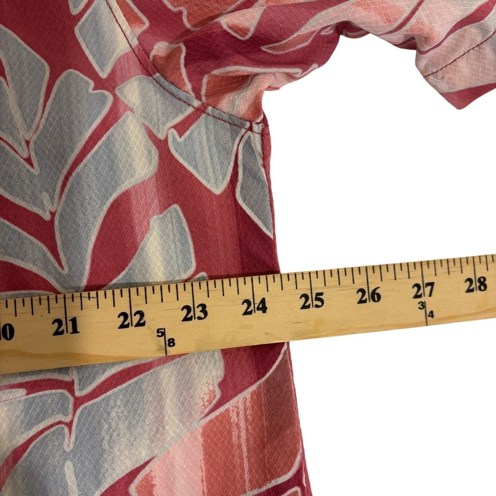 Tommy Bahama Silk Button Up Shirt Mens XL Red Coral Hawaiian Tropical Leaf - Picture 7 of 10